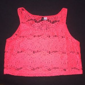 Pink crop top with cutouts